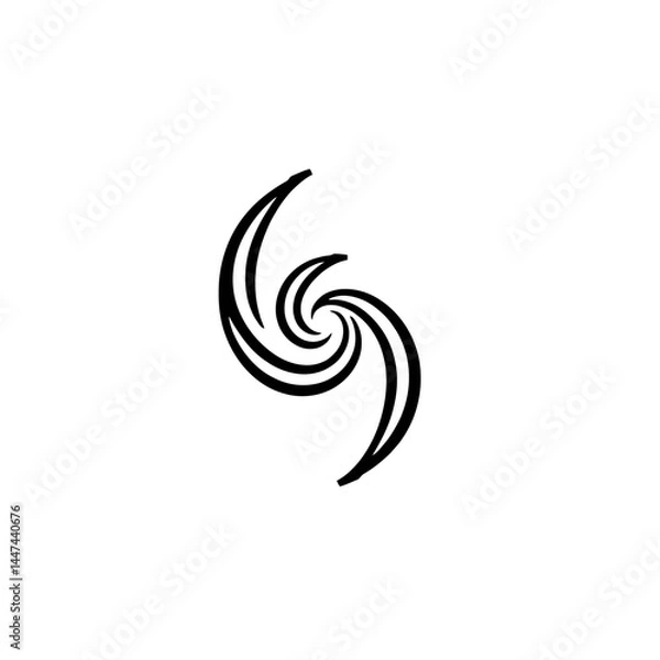 Fototapeta Abstract swirl vector design element for logo or icon with spiral shape in black and white minimal style art