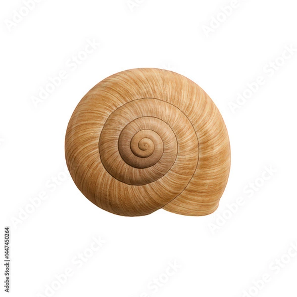 Obraz An empty gastropod shell displays its elegant curved structure and organic surface lines from an overhead view.