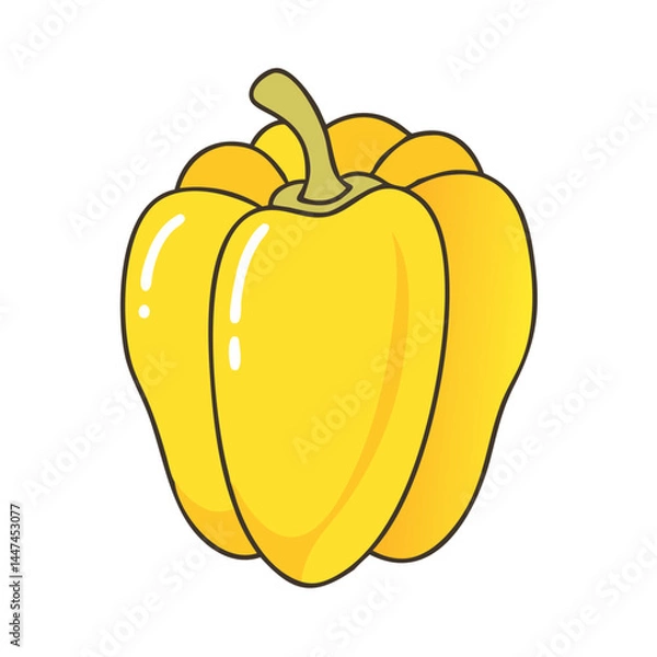 Fototapeta Illustration of yellow bell pepper vegetable sweet pepper capsicum healthy food fresh ingredient cooking