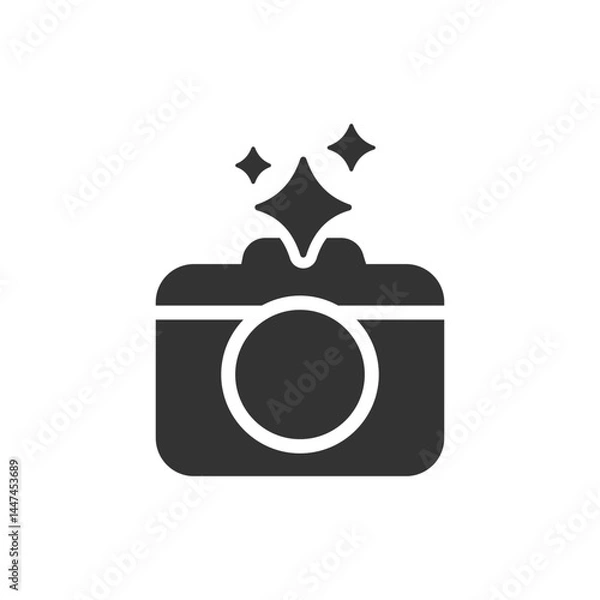 Obraz Photo camera AI icon with flash. Stock illustration