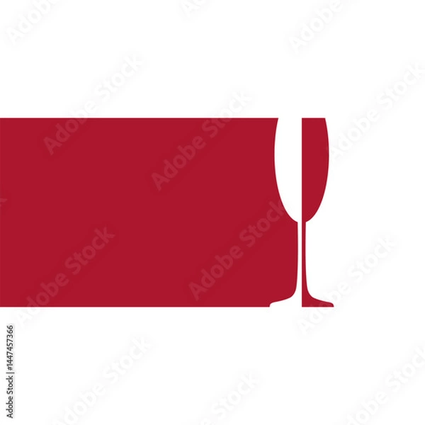 Fototapeta Red and white silhouette of a wine glass. Vector isolated illustration.