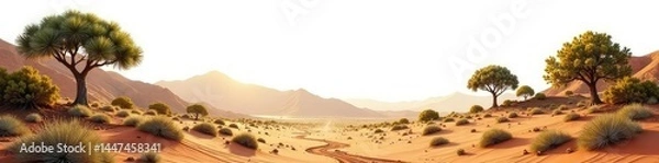 Obraz Deserted forest landscape on white background, empty space, desert, forest