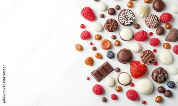 Fototapeta Colorful Collection of Candy and Chocolate on White Background