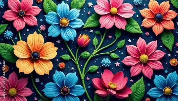 Fototapeta Intricate floral elements creating a flowing, continuous pattern , organic, nature, style