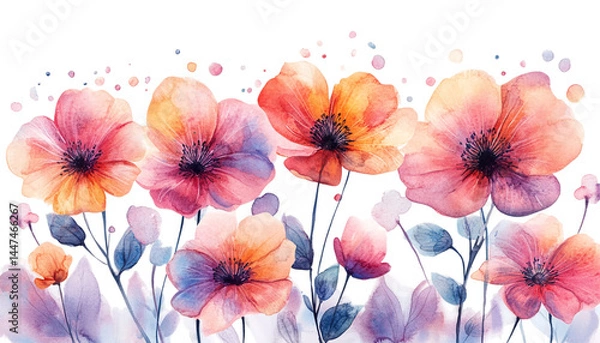Fototapeta flowers in the wind isolated on transparent background
