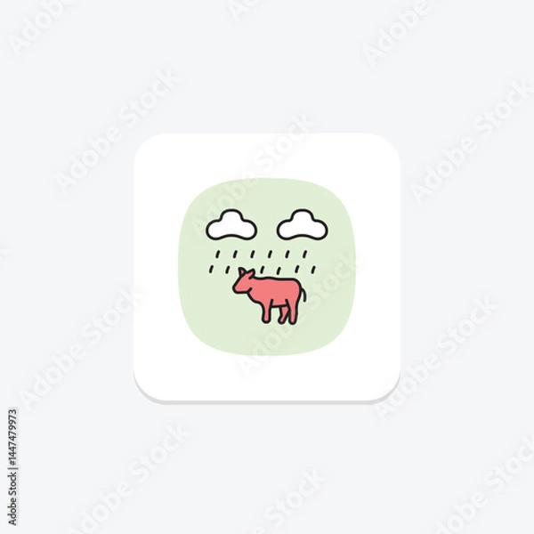 Fototapeta Cow In Rain, vector, pixel perfect, illustrator file