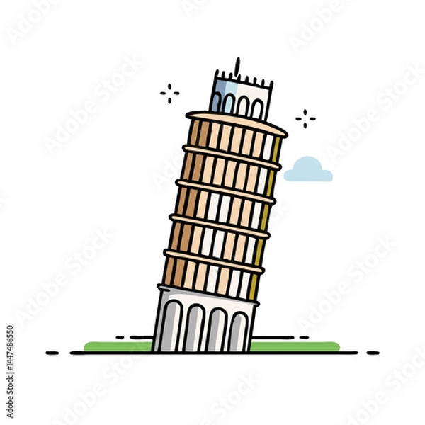 Fototapeta leaning tower of pisa icon, leaning tower of pisa vector illustration-simple illustration of leaning tower of pisa, perfect for leaning tower of pisa logos and icons