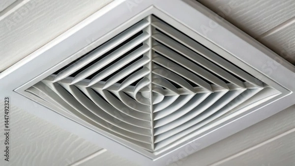 Fototapeta Ceiling vent with a geometric design, featuring slatted openings for airflow in a modern interior setting.