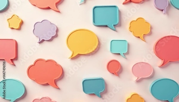 Obraz Seamless speech bubble pattern, pastel colors, various sizes, delicate, clean
