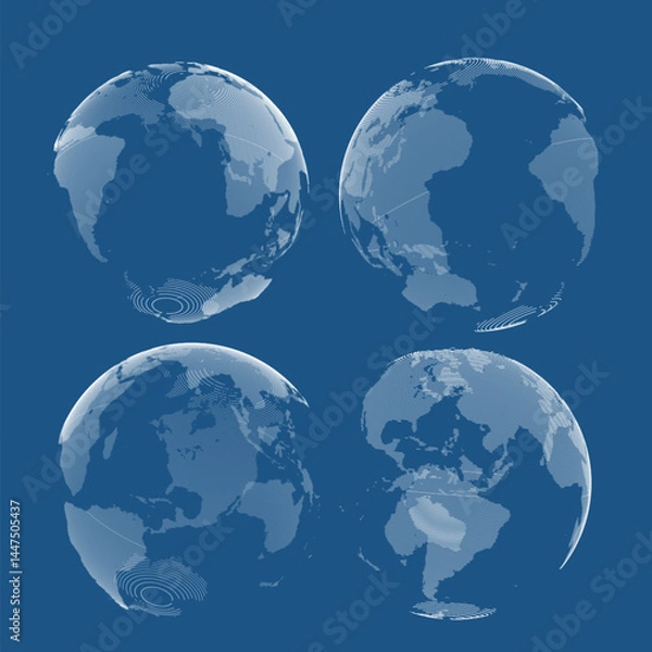 Fototapeta Vector illustration concept of digital technology, global network. Space development.
