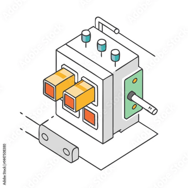 Fototapeta Isometric Illustration of a Complex Electrical Device with Multiple Components and Connections