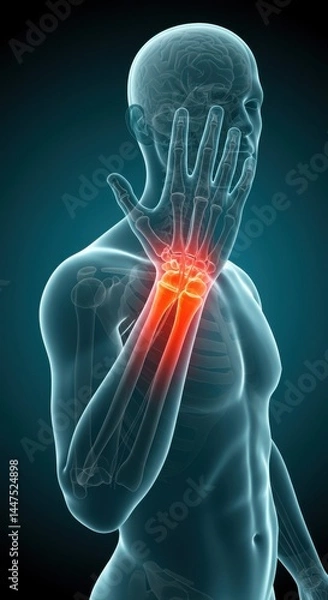 Fototapeta painful hand wrist ankle joint.3d illustration.	
