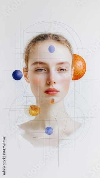 Fototapeta Abstract Portrait of a Woman with Circles