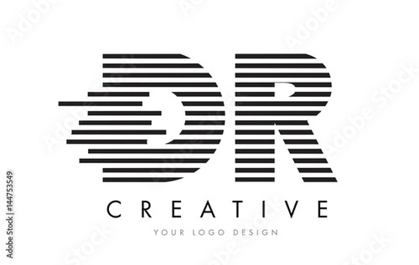Fototapeta DR D R Zebra Letter Logo Design with Black and White Stripes