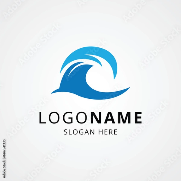 Fototapeta ocean wave modern blue color logo. Abstract water wave logo, ocean icon
