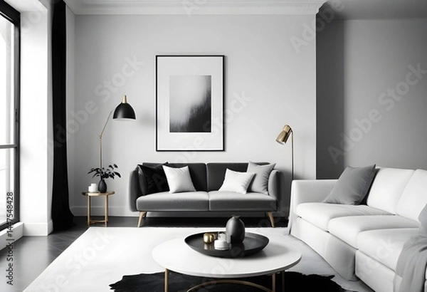 Fototapeta Photo interior modern design room 3d illustration