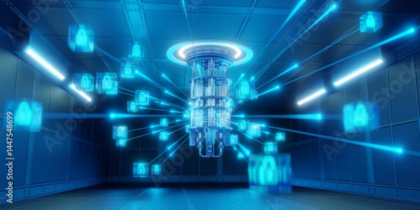 Obraz Quantum Encryption System in Futuristic Data Center