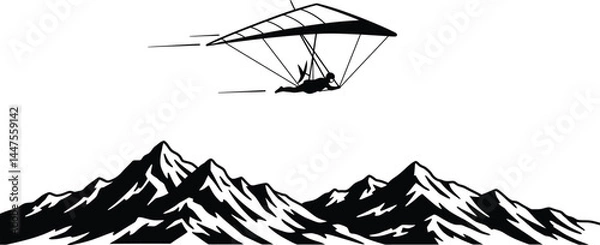 Fototapeta Hang Glider Soaring Above Mountains
