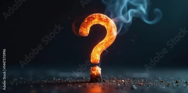 Fototapeta A question mark-shaped cigarette, burning slowly , end, filter