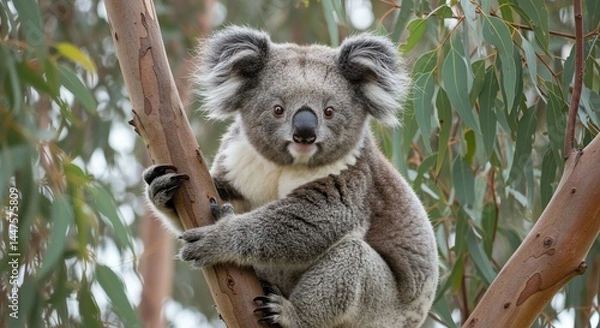 Obraz Koala Bear Climbing on Tree Branch