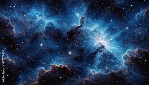 Fototapeta A stunning, high-resolution image of the Carina Nebula, showcasing the intricate details of its blue and black clouds of gas and dust