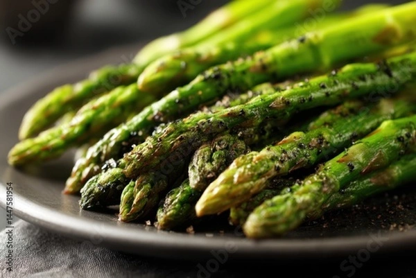 Fototapeta Roasted Asparagus with Sesame Seeds: A Delicious and Simple Recipe, Perfect Side Dish for Any Meal.