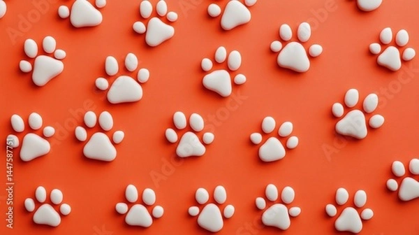 Fototapeta Charming Arrangement of White Hearts on a Vibrant Red Background Evoking Love and Affectionate Joy