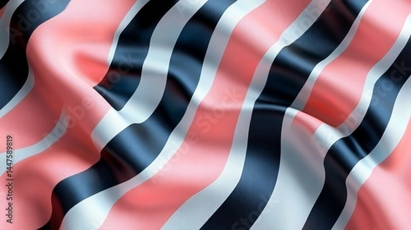 Fototapeta Close Up of Beautiful Pink and Black Striped Fabric Showcasing Elegant Patterns and Textures in Detail