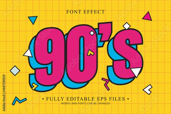 Fototapeta 90s Style Bold Font Effect – Editable EPS Design
