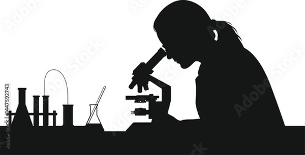 Fototapeta Scientist Silhouette Microscope Vector Art