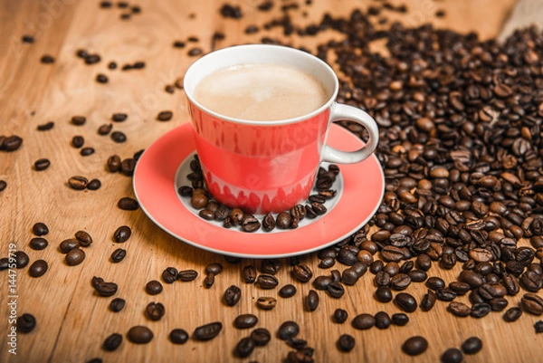 Obraz cappuccino with coffee beans