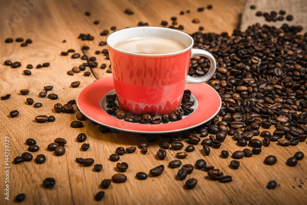 Obraz cappuccino with coffee beans