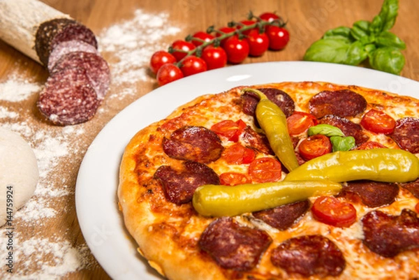 Obraz Rustic Pizza with ingredients