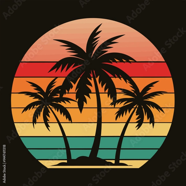 Obraz palm tree silhouette on the beach