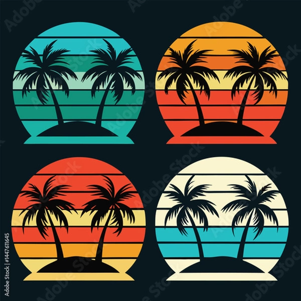 Obraz palm tree silhouette on the beach