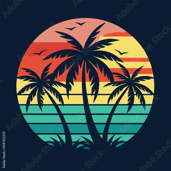 Obraz palm tree silhouette on the beach