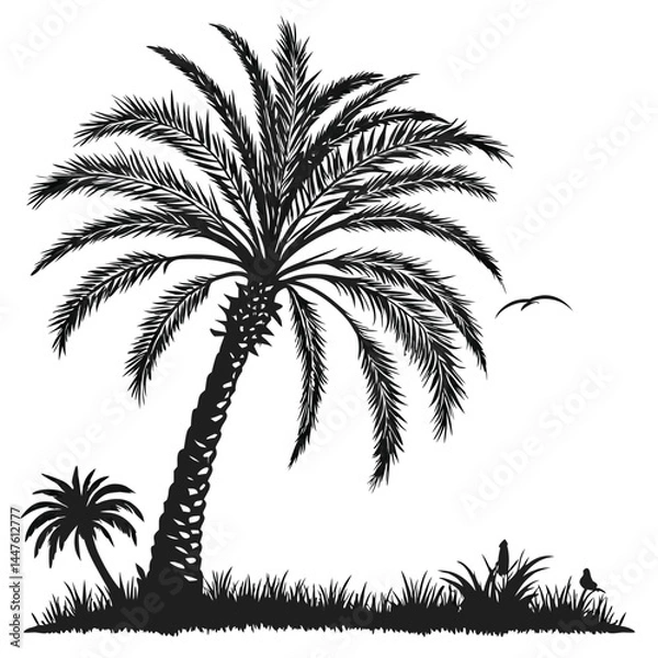 Obraz palm tree silhouette on the beach