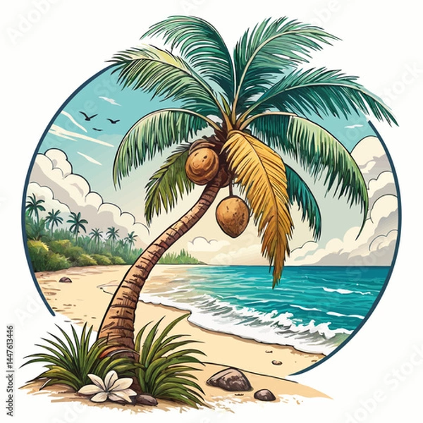 Obraz palm tree silhouette on the beach