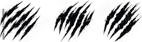 Obraz Aggressive claw marks tearing through the space with a retro scratch marks vector