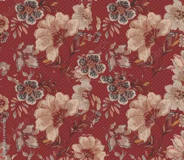 Fototapeta Colorful Flower and Leaf Patterns with Beautiful Textures