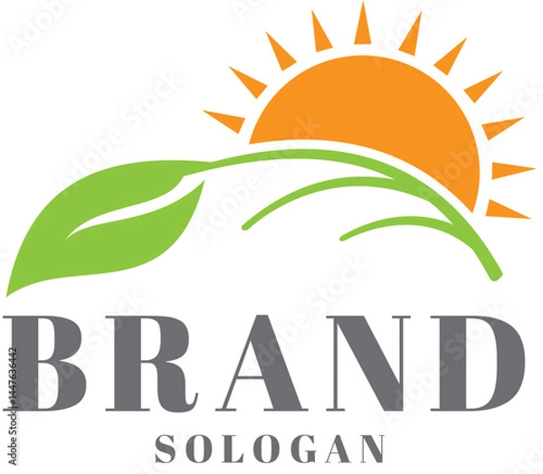 Obraz sun and leaf logo design