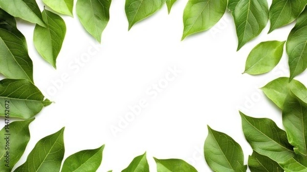Obraz Vibrant Green Leaves Frame: A Nature Inspired Design