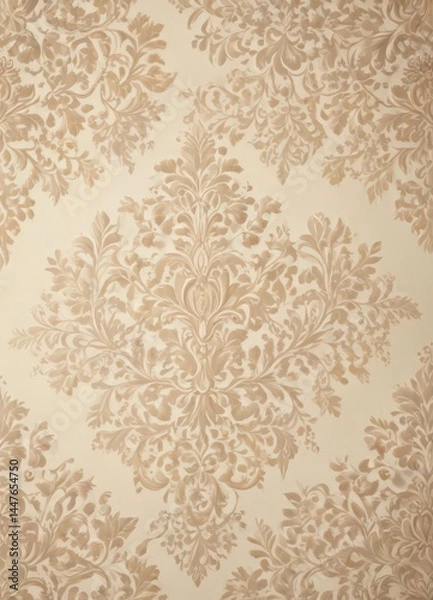 Fototapeta Elegant damask floral pattern on cream background, decor, design, ornate