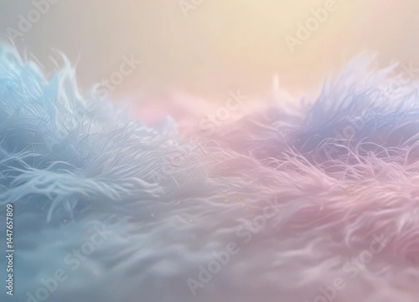 Fototapeta Fuzzy, hazy pastel blend; subtle texture, ethereal pink-blue-yellow , magical, digital, fantasy