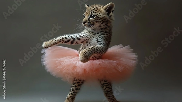 Obraz Leopard in pink tutu striking dramatic ballet pose