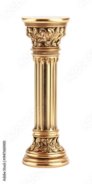 Fototapeta Ancient Gold Pillar: An elegant, ornate, golden pillar stands in an ancient style. It is a perfect representation of timeless architecture. 