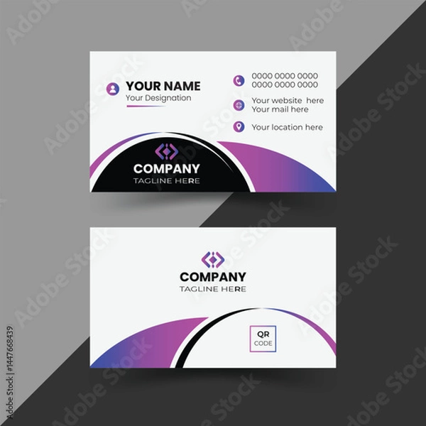 Fototapeta Modern, creative, and simple double-sided landscape orientation clean vector corporate business card template with stylish colour for business and personal use illustration design
