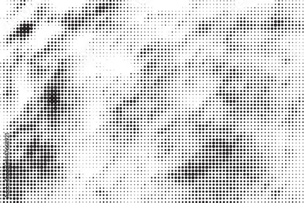 Fototapeta Black Dotted Texture on White Background . Modern Vector Art . Old Paper Effect with Comic Texture . Abstract Wall Design . Grunge Comic Texture Overlay	