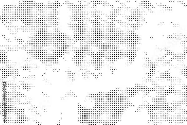 Fototapeta Black Dotted Texture on White Background . Modern Vector Art . Old Paper Effect with Comic Texture . Abstract Wall Design . Grunge Comic Texture Overlay	