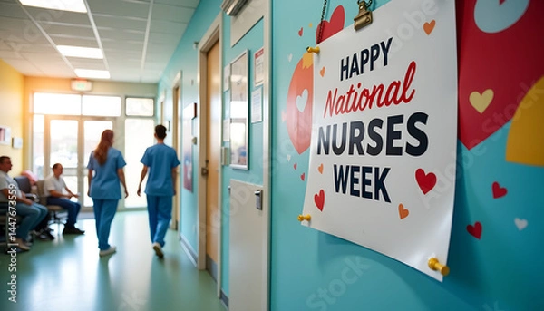 Obraz Nurses celebrating National Nurses Week in a hospital hallway  